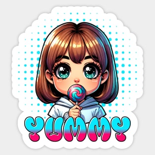 Yummy Girl with Lollipop Sticker